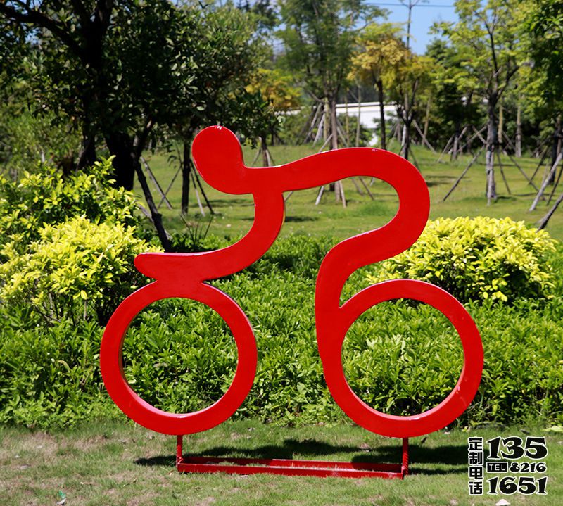 公園大型剪影抽象玻璃鋼自行車(chē)運(yùn)動(dòng)人物雕塑